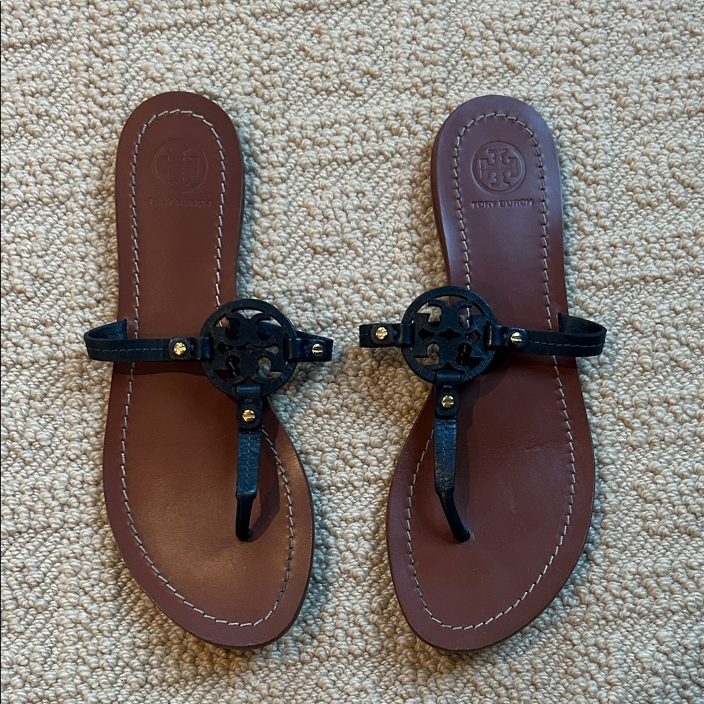 Tory Burch Black thong leather sandals